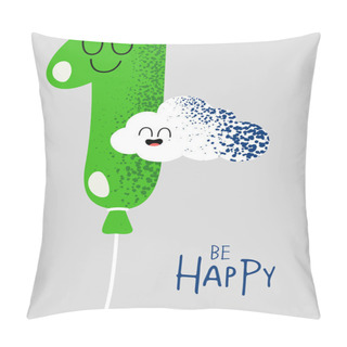 Personality  The Number For Birthday Greeting Card. Vector Graphics. Balloon Number One. Pillow Covers