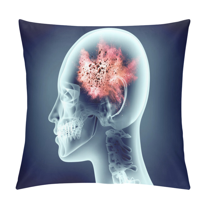 Personality  xray image of human head with explosion pillow covers