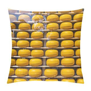 Personality  Traditional Dutch Cheeses On Display For Sale. Edam Netherlands Pillow Covers
