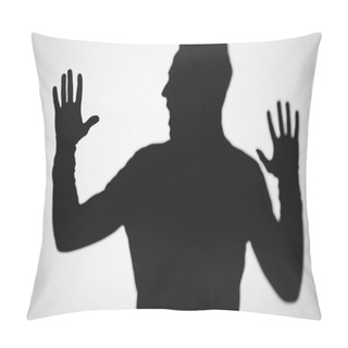 Personality  Scary Blurry Shadow Of Person Screaming On Grey Pillow Covers