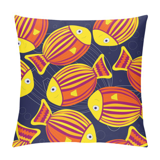 Personality  Cute Doodle Cartoon Fish Sea Animal In Flat Style Colour And Outline. Ocean Animal Stock Illustration For Nursery. Simple Hand Drawn Style. Coloring Book For Children. Pillow Covers