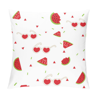 Personality  Hello Summer Doodle Illustration With Hand Drawn Lettering And Fruit Cartoon Characters. Vector Illustration Pillow Covers