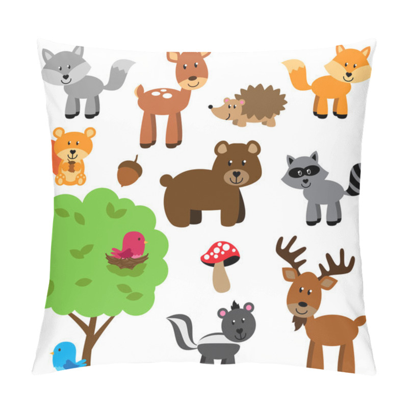 Personality  Vector Set of Cute Woodland and Forest Animals pillow covers