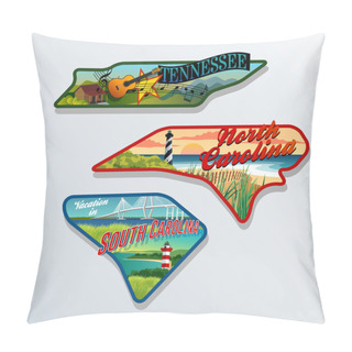 Personality  Luggage Stickers Tennessee, South Carolina, North Carolina Pillow Covers
