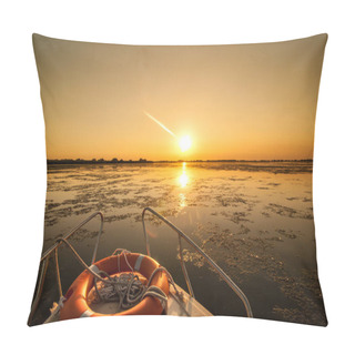 Personality  Sunset In The Danube Delta Romania.Beautiful Blueish Lights In Water.Beautiful Sunset Landscape From The Danube Delta Biosphere Reserve In Romania Pillow Covers