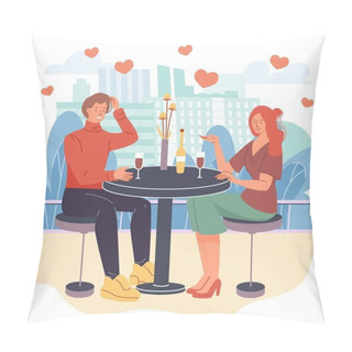 Personality  Flat Cartoon Characters Lovers Couple Romantic Date,vector Illustration Pillow Covers
