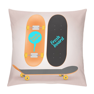 Personality  Vector Illustration Of Skateboard Upper And Lower Side Pillow Covers