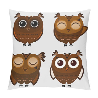 Personality  Vector Set Of Cartoon Owls. Pillow Covers