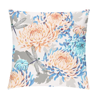 Personality  Seamless Japanese Chrysanthemum And Butterfly Pillow Covers