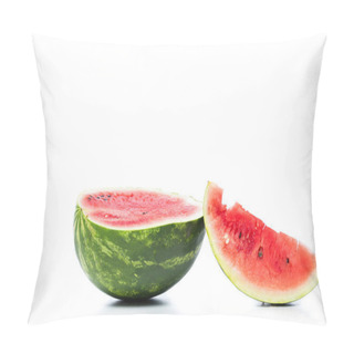 Personality  Green Fresh Watermelon Isolated On White Pillow Covers
