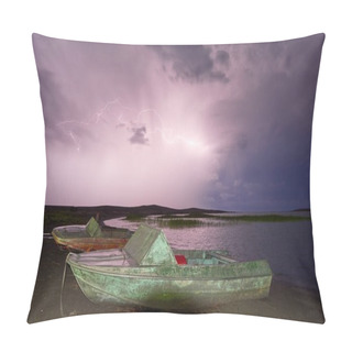 Personality  Thunderstorm With Lightning On The Lake Pillow Covers