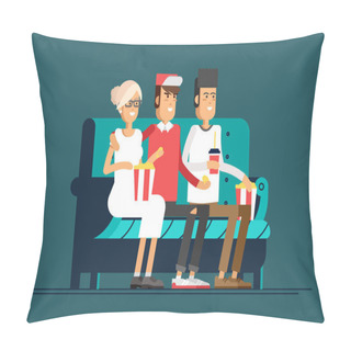 Personality  Young Couple Watching A Movie Pillow Covers