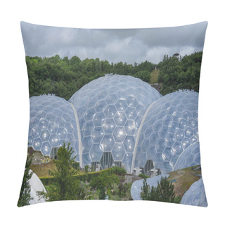 Personality  The Eden Project Is A Visitor Attraction In Cornwall, England, UK. Inside The Two Biomes Are Plants That Are Collected From Many Diverse Climates And Environments Pillow Covers