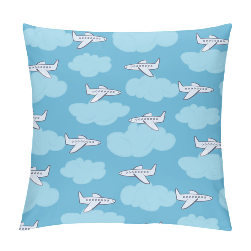 Personality  Cute white planes in the sky with clouds pattern pillow covers