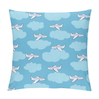 Personality  Cute White Planes In The Sky With Clouds Pattern Pillow Covers