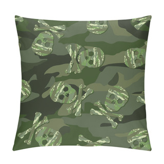 Personality  Camouflage Skull In A Seamless Pattern Pillow Covers