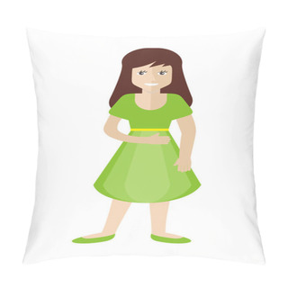 Personality  Female Character In Green Dress And Shoes Isolated Pillow Covers