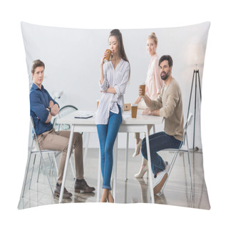 Personality  Business People At Workplace Pillow Covers