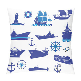 Personality  Boats And Ships Icons Set Pillow Covers