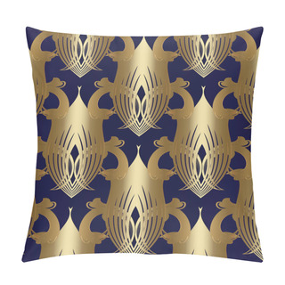 Personality  Baroque Gold Vector Seamless Pattern. Floral Background  Pillow Covers