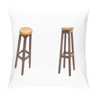 Personality  Brown Modern Wooden Chairs Isolated On White Pillow Covers