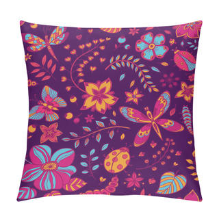 Personality  Seamless Texture With Flowers And Butterflies Pillow Covers