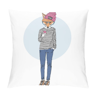 Personality  Fox Teen Girl With Mobile  Pillow Covers