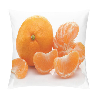 Personality  Peeled Fresh Tangerine Fruit Isolated On White Background Pillow Covers