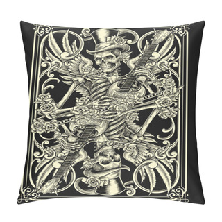 Personality  Classic Skeleton Playing Card Pillow Covers