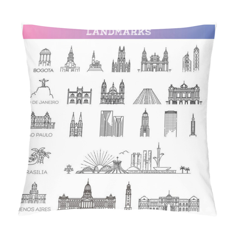 Personality  Famous Landmarks in South America. american landmarks and travel destinations for vacations pillow covers