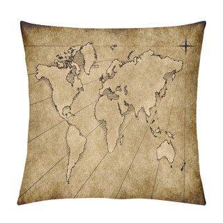 Personality  Old Grungy World Map Pillow Covers