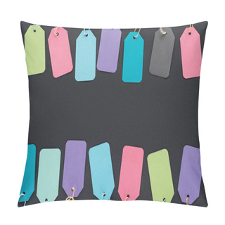 Personality  Top View Of Colorful Discount Tags On Black Background For Black Friday    Pillow Covers