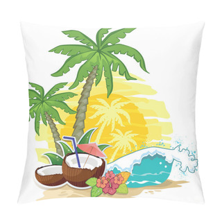 Personality  Tropical Landscape Coconut Pillow Covers