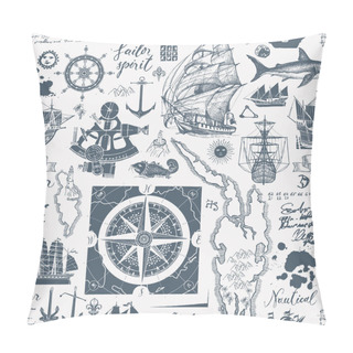 Personality  Vintage Seamless Pattern On The Travel Theme Pillow Covers