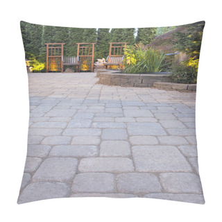 Personality  Paver Patio With Garden Decoration And Landscape Lights Pillow Covers