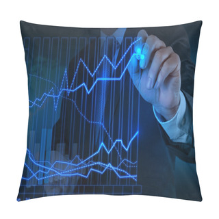 Personality  Businessman Hand Working With New Modern Computer And Business Pillow Covers