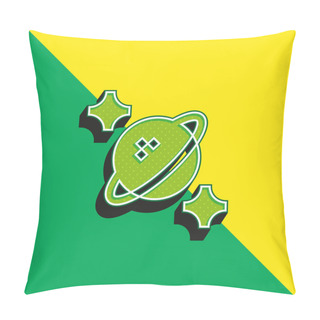 Personality  Astrophysics Green And Yellow Modern 3d Vector Icon Logo Pillow Covers