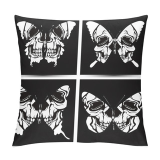 Personality  Set Butterflies To Skulls. Vector Illustration. Pillow Covers