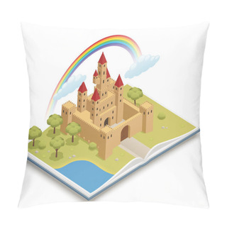 Personality  Fairy Tale Castle Isometric Composition  Pillow Covers