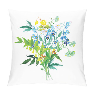 Personality  Meadow Flowers Garland Vector Design Set Pillow Covers