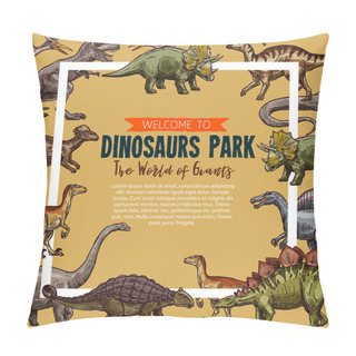 Personality  Vector Sketch Poster For Dinosaurs Park Pillow Covers