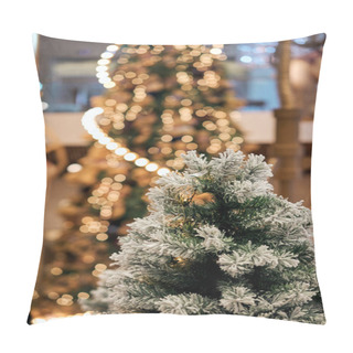 Personality  Christmas Lights And Fir Branches. Christmas Texture For Postcards. Garland With Lights On Christmas Tree. A Place For Advertising. Pillow Covers
