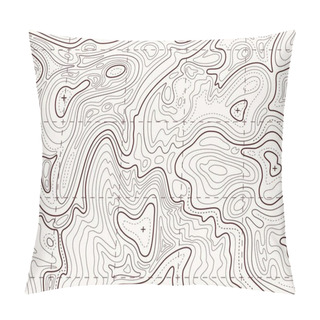Personality  Topographic Map. Trail Mapping Grid, Contour Terrain Relief Line Texture. Cartography Concept Pillow Covers