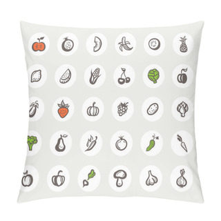 Personality  Set Of Flat Design Fruit And Vegetables Icons Pillow Covers