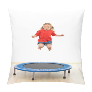 Personality  Little Girl Jumping On Trampoline Pillow Covers