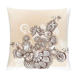 Personality  Hand Drawn Floral Background With Ornamental Birds Pillow Covers