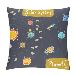Personality  Doodle Model Of Solar System. Pillow Covers