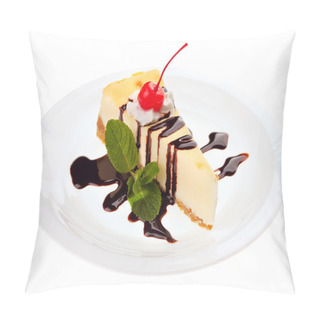 Personality  Cheesecake With Chocolate Sauce And Cherries Pillow Covers