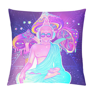 Personality  Colorful Buddha In Rainbow Glasses   Pillow Covers