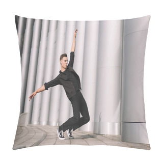 Personality  Young Man Performing Contemporary Dance On Street Pillow Covers